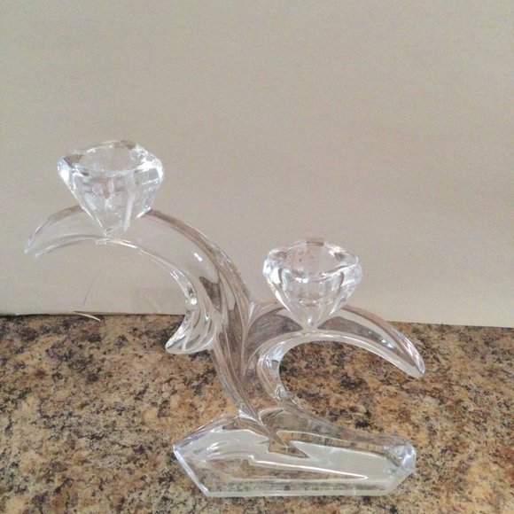 Beautiful glass candle holder candlestick holder clear glass two sticks - Picture 6 of 9